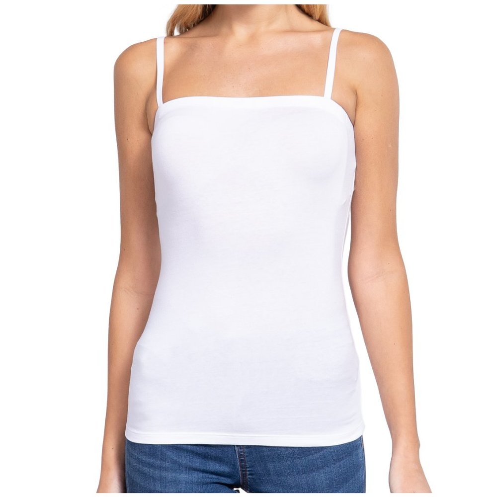 NWT- Soft and Stretchy Women's Tube Top Camisole with Adjustable Straps, White